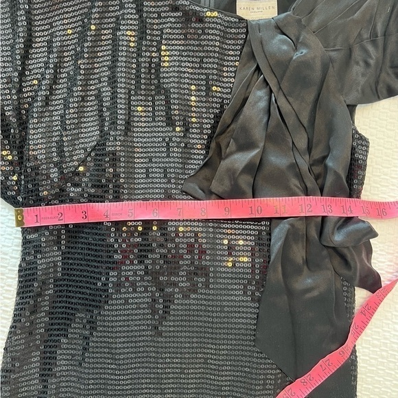 Karen Millen Sequin Black Satin Dress - Picture 14 of 15
